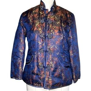 Vintage quilted Peony satin Asian jacket